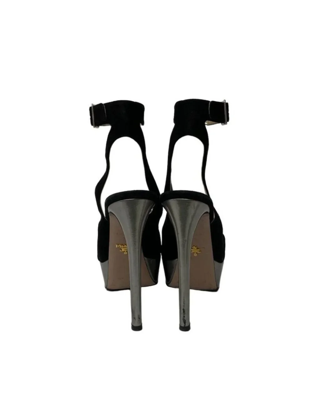 Prada Mule 37 Black Silver High Heels Leather - Picture 3 of 10